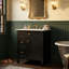 Ensemble de meuble-lavabo autoportant 24 po moderne avec comptoir en céramique espacé de 8 po, plateau inclinable en angle ouvert sur une porte asymétrique et un tiroir à deux tiroirs (disponible en vert et noir)-129410107