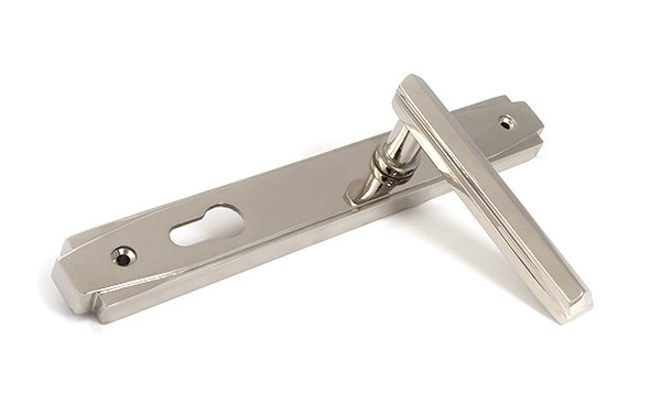 Art Deco Multipoint Lock Door Handle, Polished Nickel