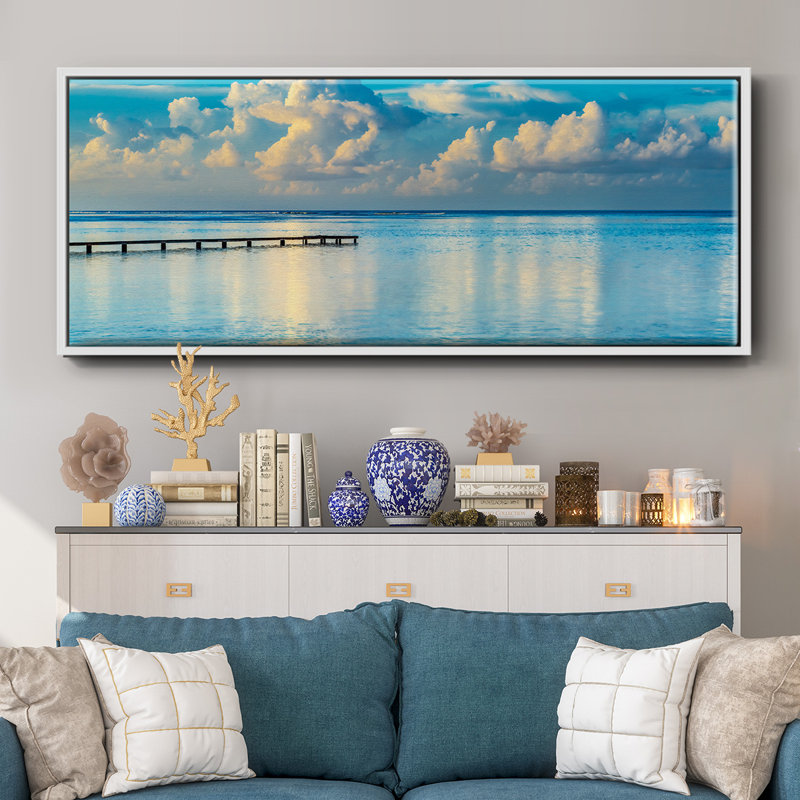 Sunrise Dock- Framed Canvas, 8" H x 20" W