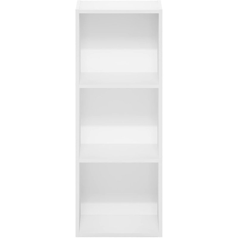 Bibliothèque à 3 niveaux à tablettes ouvertes en blanc, sans outil, tablette de rangement pratique pour le salon, la chambre à coucher, le bureau