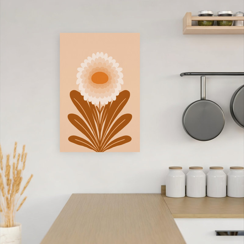 Boho marguerite abstraite minimaliste moderne marguerite moderne fleur art mural, 18" H x 12" W