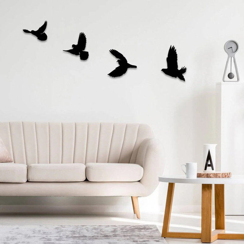 Birds Metal Wall Art - Nature Inspired Bird Silhouette Decor - Rustic Outdoor Wall Hanging - Farmhouse Garden Design - Modern Industrial Metal Sculpture - Home Indoor Outdoor Decoration - Large Statement Art Piece