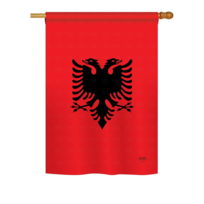 Drapeau de maison Albanie, H 40 po x l 28 po