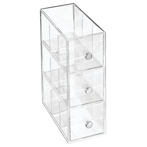 mDesign Plastic Kitchen Storage Tea Organizer, 3 Drawers - Clear