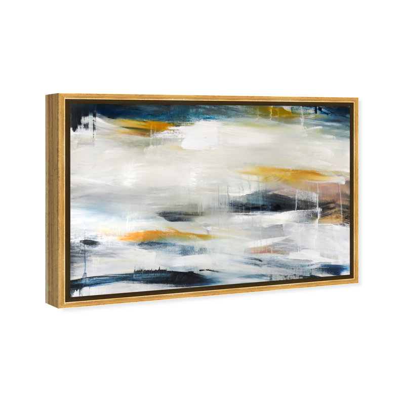 Pacific Waves Painting, 20" H x 16" W, Gold Framed
