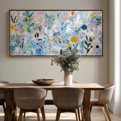 Extra Large Colorful Abstract Floral Garden Framed Canvas Print Wall Art