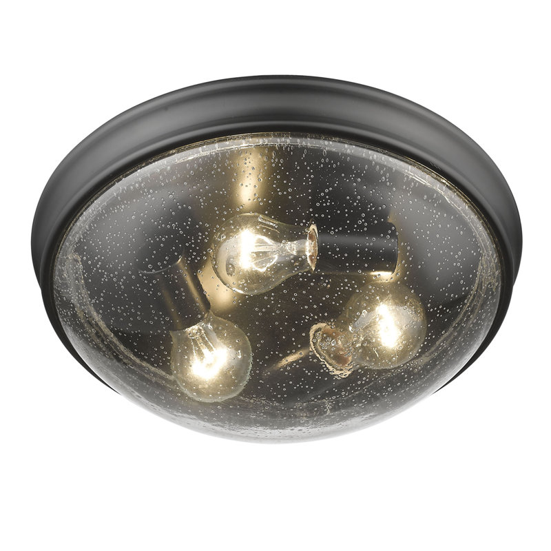 Naomi Glass Flush Mount, Matte Black
