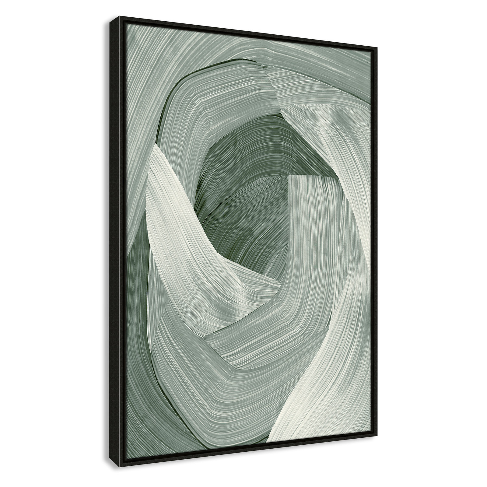 Enriched Emerald - Floater Frame Graphic Art Print on Canvas, Espresso , 37.5" H x 25.5" W