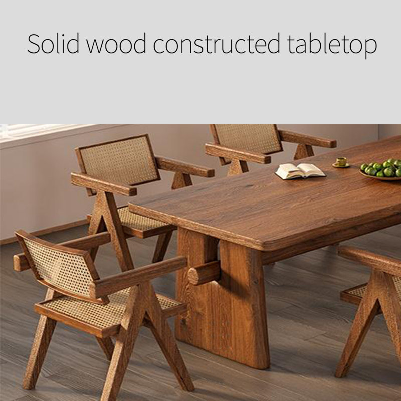Solid wood elm dining table set, 29.53" H x 78.74" L x 31.5" W