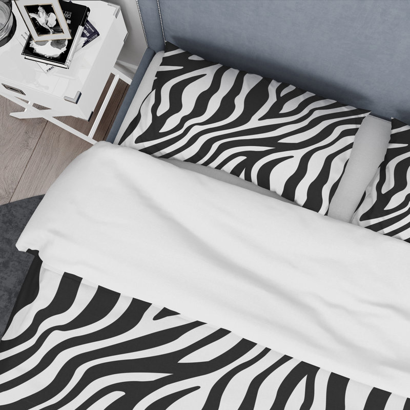 Ensemble de housse de couette en microfibre blanc / noir 3 pièces, Twin Duvet Cover + 2 Standard Shams