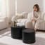 Ensemble de 2 tables basses gigognes, table basse ronde moderne avec pieds antidérapants, table d'appoint en bois pour salon, chambre à coucher, bureau, balcon, terrasse, petit espace, sans assemblage, noir mat