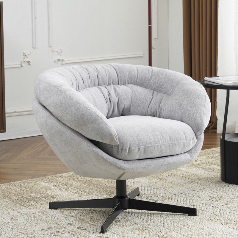 Fauteuil d'appoint pivotant rembourré, Chenille grise