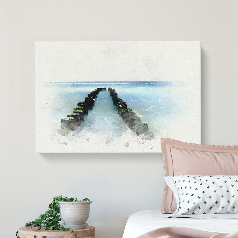 Breakwater in the Baltic Sea in Abstract - Wrapped Canvas, 35cm H x 50cm W x 3cm D