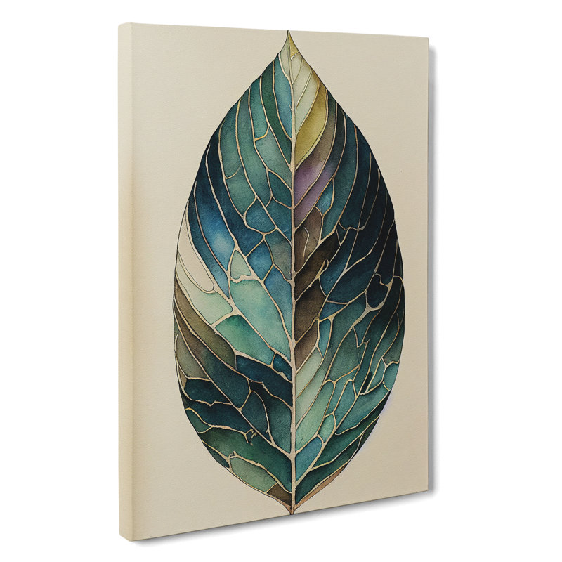 Painted Leaf No.3 - Wrapped Canvas, 50cm H x 35cm W x 3cm D