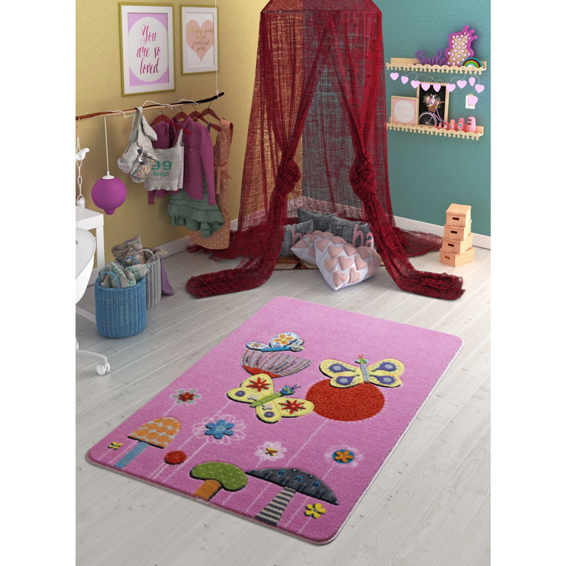Guernon Pink/Yellow Rug, Rectangle 133 x 190cm