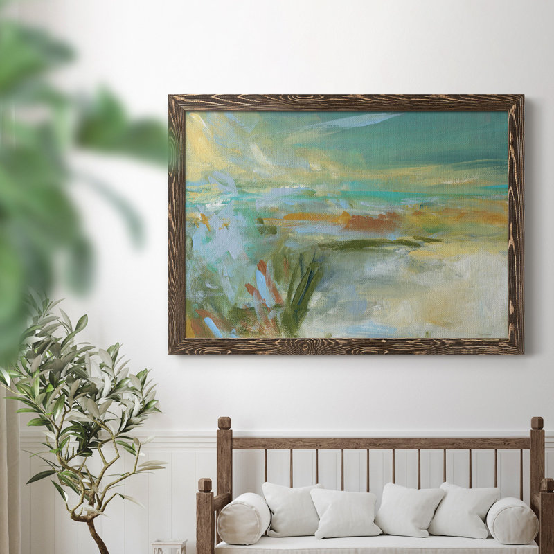 " Sandy Beach ", 23" H x 32" W x 1" D, Walnut, No Mat