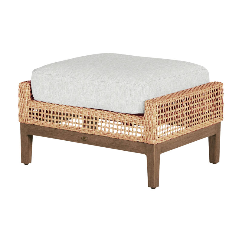 Repose-pieds d'extérieur tissé en osier Peninsule, Pas de passepoil + bourre standard, Perle Bali