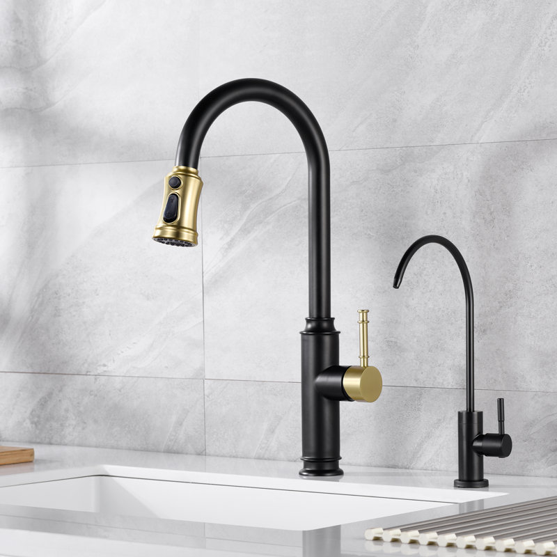 Robinet de cuisine Sumerain S6132P-XX-6133, Noir / or