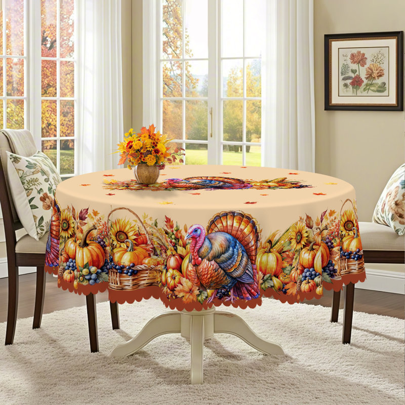 Nappe en polyester 1pc Autumn Decor, Rond 60 po