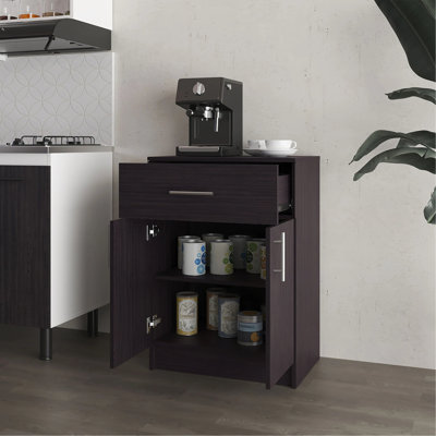 Garde-manger Wengue en mélamine avec 2 portes et 1 tiroir