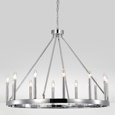 Lustre en roue de chariot à 12 lumières de style bougie Andrees