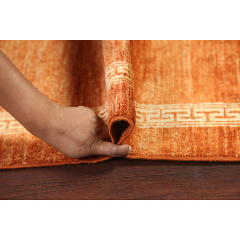 Tapis de couloir oriental orange Gabbeh Kashkoli noué à la main