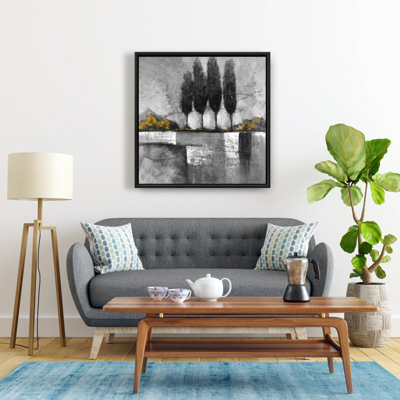 Paysage industriel avec impression d'arbres sur toile
