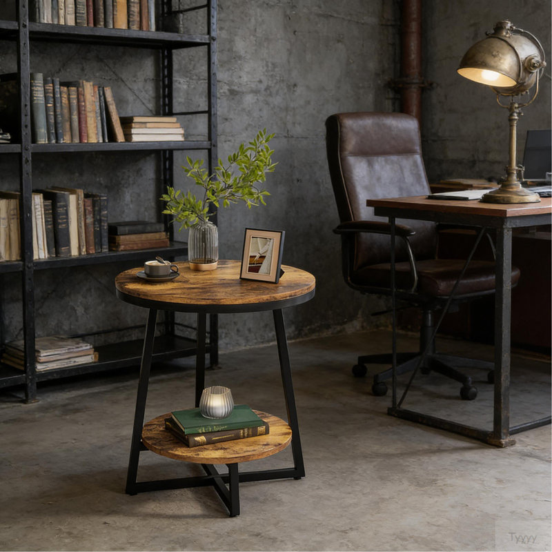 Table d'appoint moderne, table de bout rustique, table basse ronde