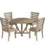Table moderne, ronde 45,7 po, bois d'hévéa massif, finition rustique antique, patiné, table de salle à manger ronde brun grisâtre de 45,7 po, conception en bois, brun, pour 4 personnes