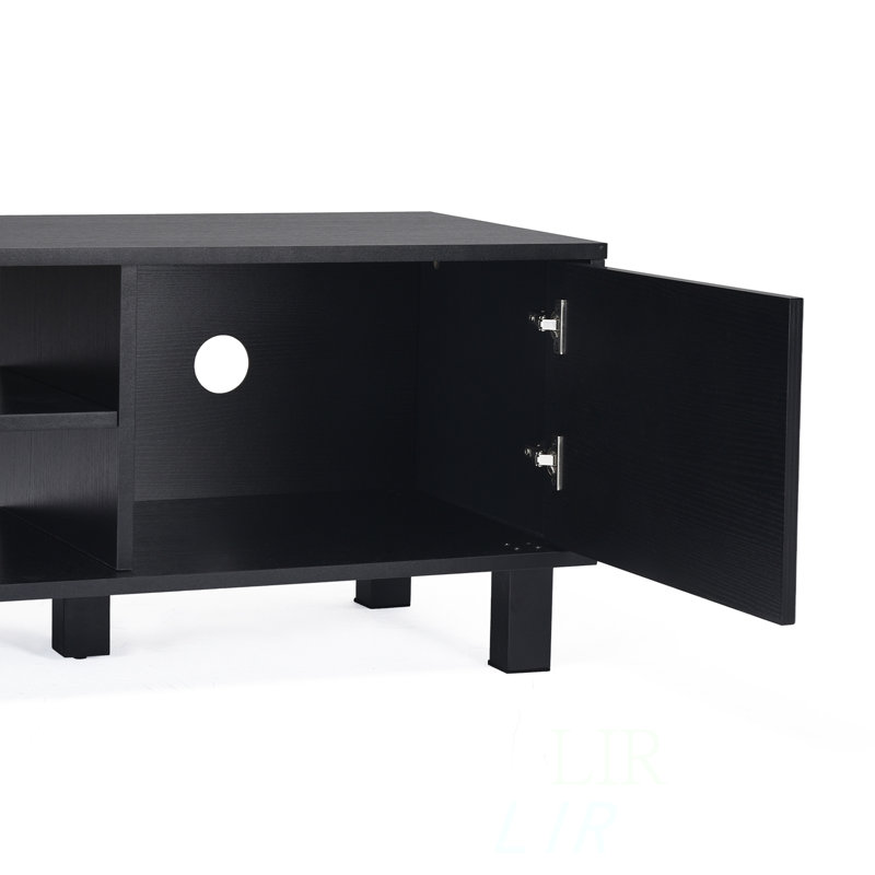 Merlino Solid and Manufactured Wood TV Stand with Cable Management , Black