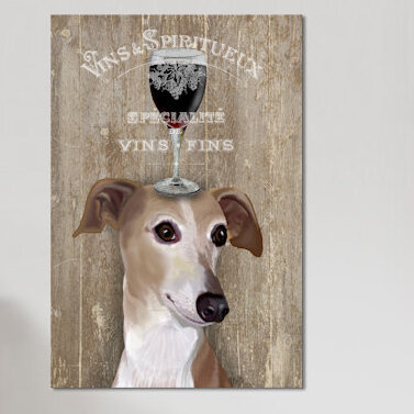 « dog aou vine grayhound », impression sur toile, H 18 po x l 12 po x P 1,5 po, Toile tendue, Pas de tapis