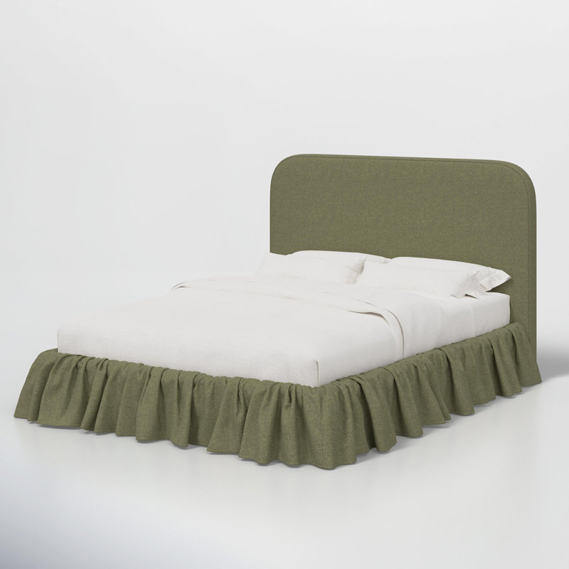 Mina Ruffle Platform Bed, Zuma Laurel Textured Linen, Twin