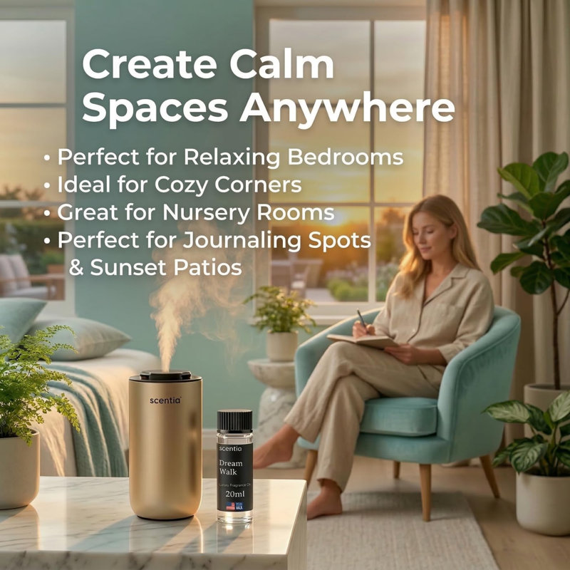 Scentia Resort Diffuser Oil Inspired By The Westin Resort Scent - 20 Ml 0.67 Fl Oz - Essential Oil Blend White Tea, Cedarwood & Amber Notes For Aromatherapy Diffusers And Humidifiers - Dream Walk