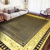Hand Knotted Wool Area Rug in Black And Gold