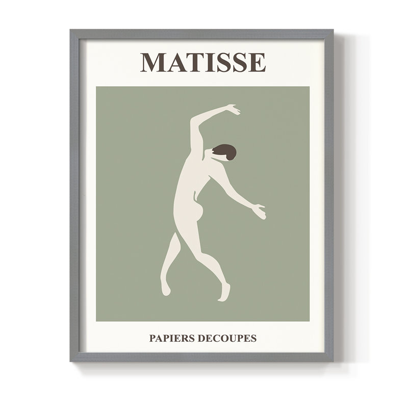 Matisse CXII Framed Print - Solid Wood, Grey, 10" H x 8" W