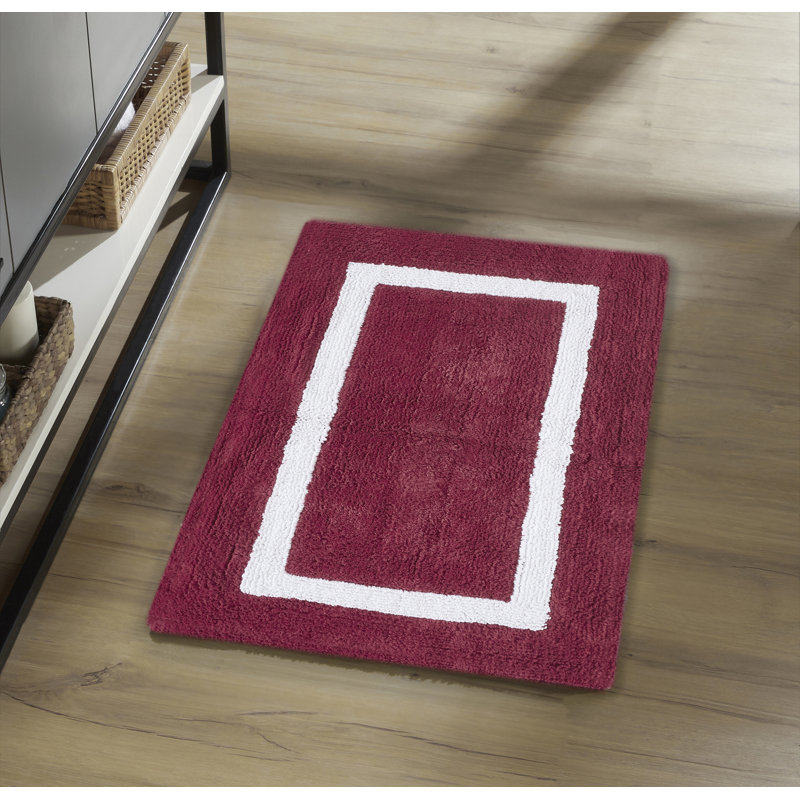 Tapis de bain réversible 100% coton Widman, doux et super absorbant, lavable à la machine, Rectangle 21 po x 34 po