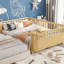 Lit plateforme double en bois pour enfants, lit double en bois à profil bas avec rails pour filles et garçons, (conception brevetée, ancien SKU W2593P233781)