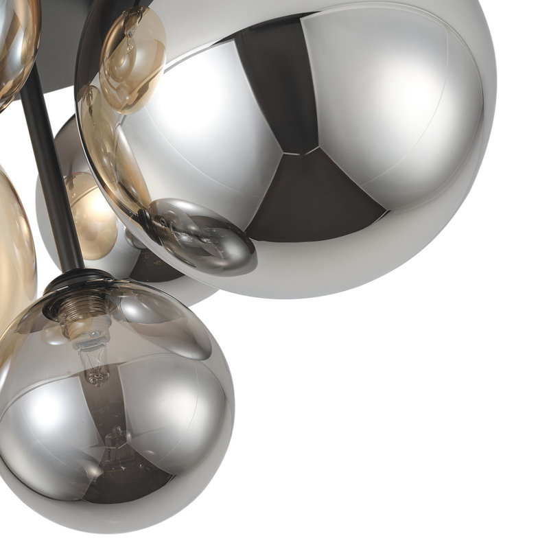 5-spherical dimmable wrought iron glass ceiling light
