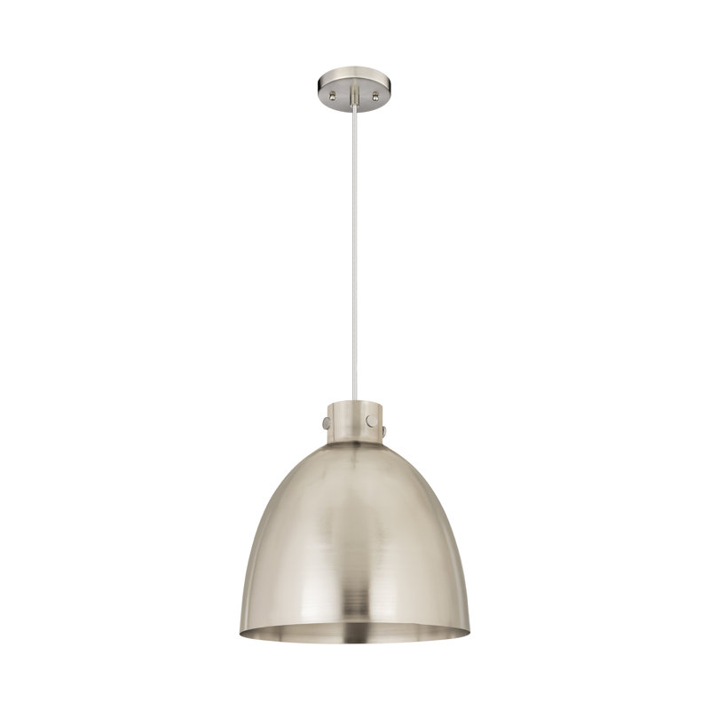 Luminaire suspendu en métal 1 lumière, H 17,38 po x l 16 po x P 16 po, Nickel satiné, Nickel satiné