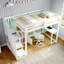 3ft White Single High Sleeper Bed Frame with Built-in L-Shape Desk, Storage Locker & RGB Lighting