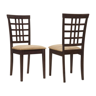 2 Piece Of Cappuccino Back Chairs, Transitional Style, Padded Upholstered Seat, Rectangular Shape, Dining Area Chairs 2 , Detail, Comfort Shape For Room