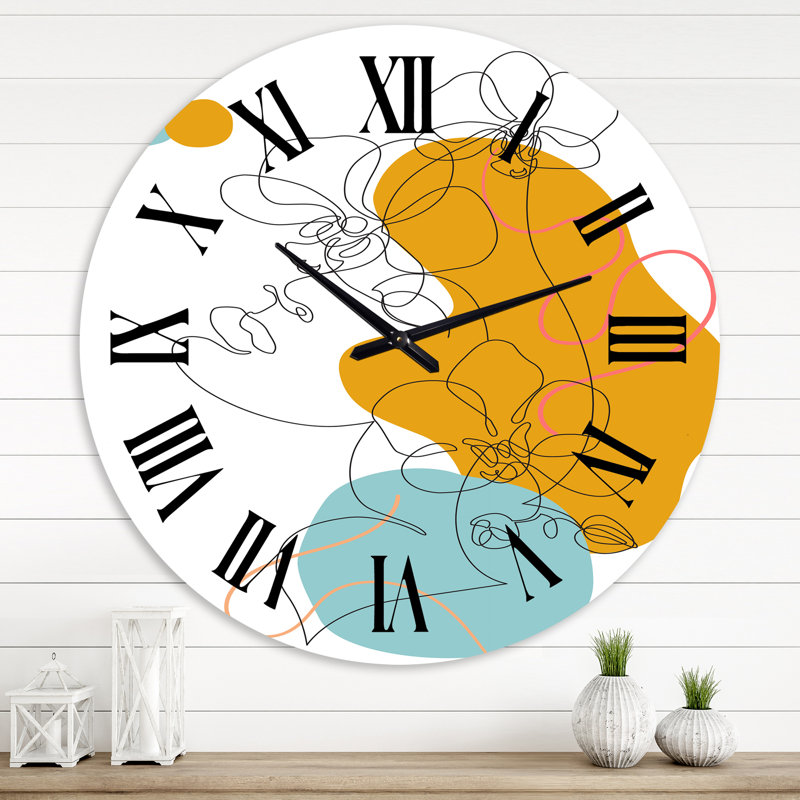 Belle femme, dessin au trait - horloge murale moderne, Grand