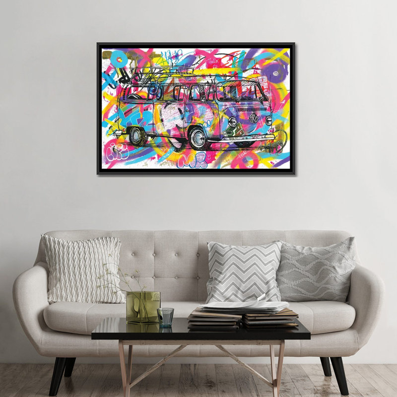 Reproduction d'art sur toile, H 18 po x l 26 po x P 1,5 po, Toile avec cadre noir, Pas de tapis