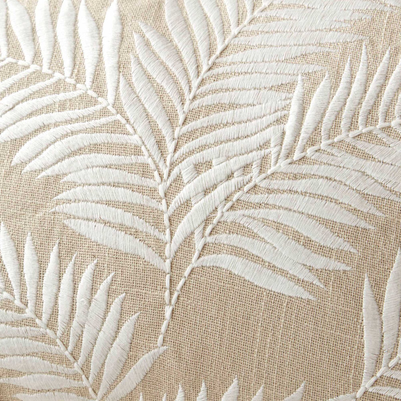 Housse de coussin en coton brodé Botanical 14 po x 24 po, lin, Lin