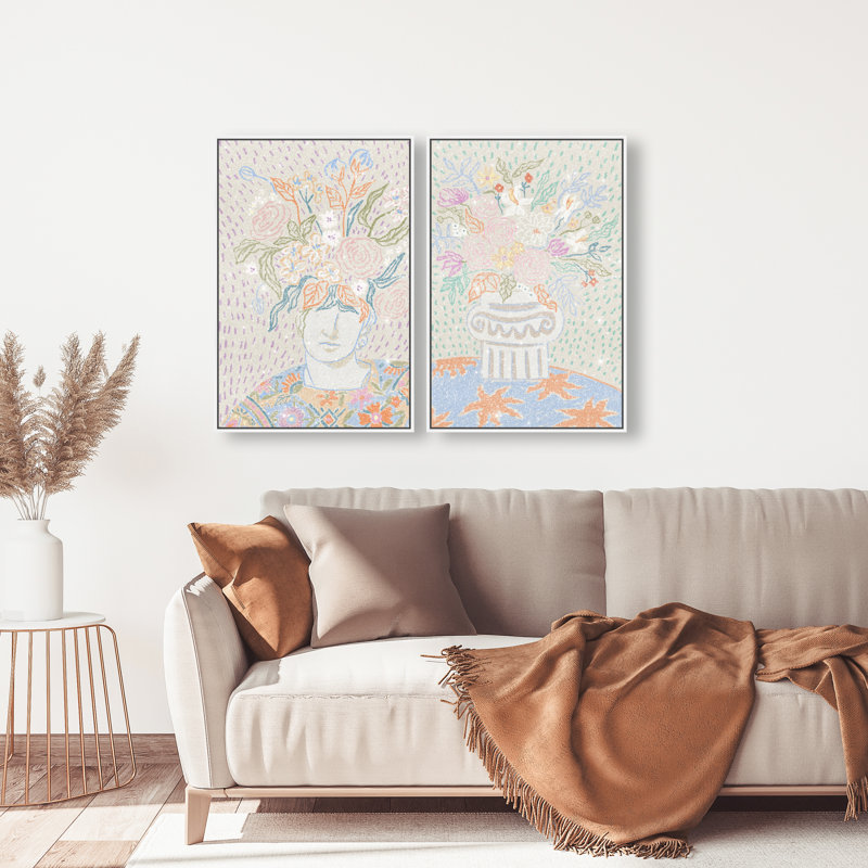 Summer Flourish Set Set by Oliver Gal, 92"H x 62"W, White Floater Frame