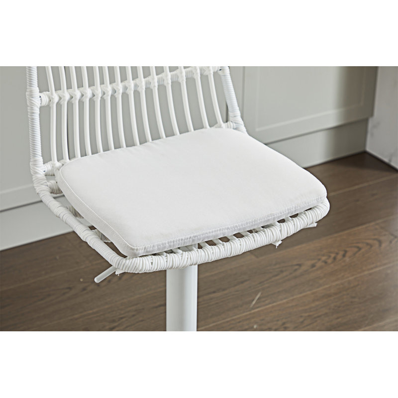 Ensemble de 2 tabourets de bar en rotin, Blanc, Blanc