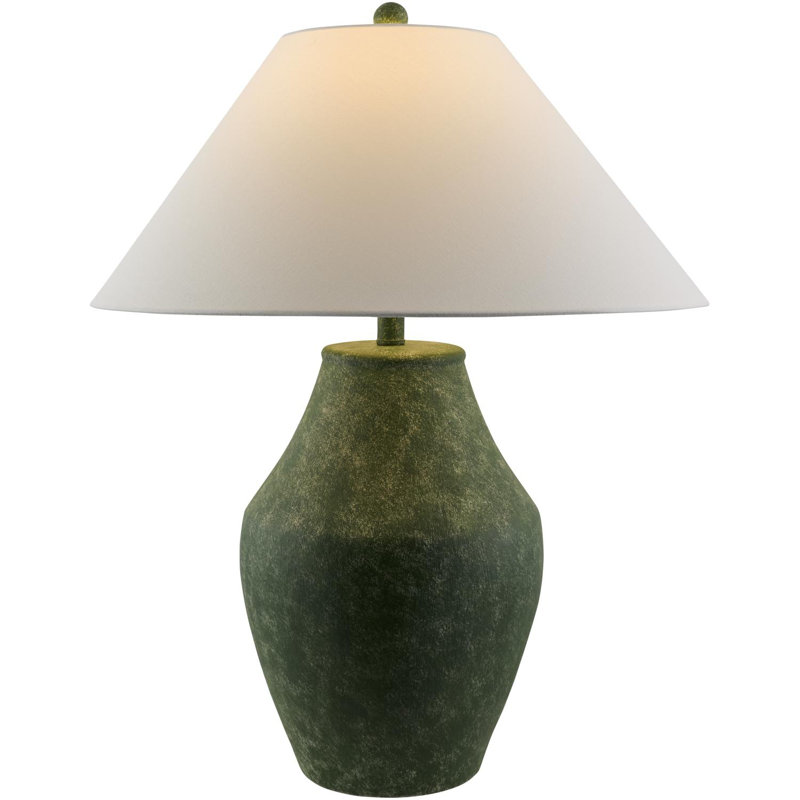 Lampe de table en céramique Hillsville, Vert, Blanc