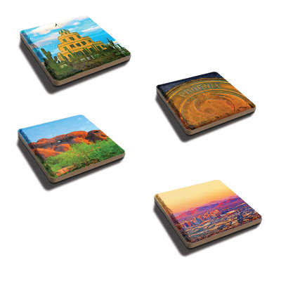 Stoneware Square 4 Piece Coaster Set