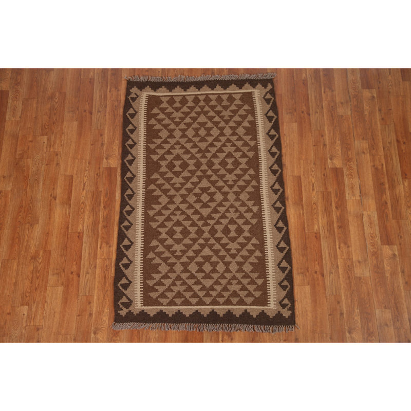 Tapis oriental géométrique en laine Kilim 3 x 5