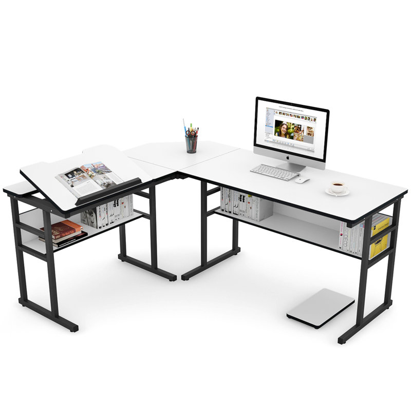 Bureau en L, Blanc